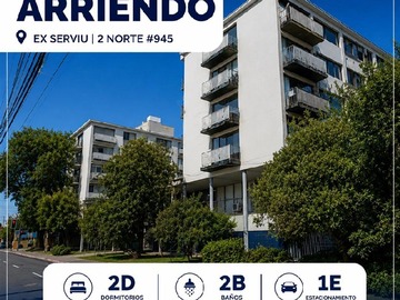Departamento en arriendo mensual en 2 norte #945, Talca - 2 dormitorios, 2 baños