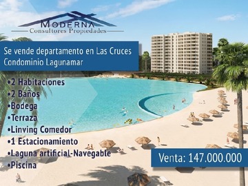 Departamento en venta en Ex concejal luis aceitón a14 ed1 lt 2a las cruces, El Tabo - 2 dormitorios, 2 baños