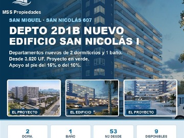 Departamento en venta en San Nicolás 607, San Miguel, San Miguel - 2 dormitorios, 1 baño