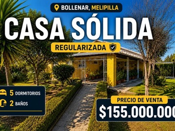 Casa en venta en Bollenar, Melipilla - 5 dormitorios, 2 baños