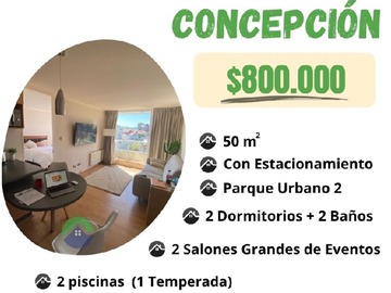 Departamento en arriendo mensual en Departamento en arriendo concepción, 2 dormitorios + 2 baños, Concepción - 2 baños