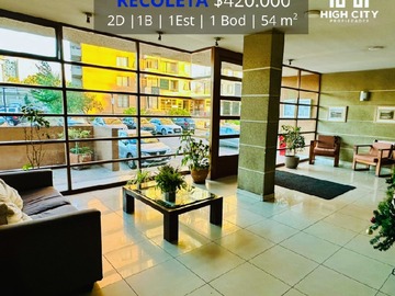 Departamento en arriendo mensual en Arriendo depto en av la paz 477 2d,1b,1e.1b,40m2,piso10, Recoleta - 2 dormitorios, 1 baño