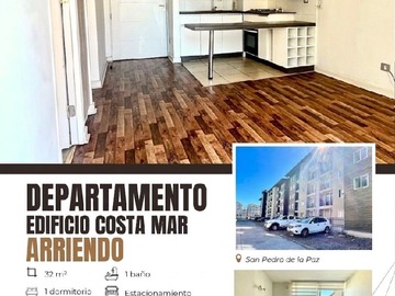 Departamento en arriendo mensual en Departamento 1 dormitorio, edificio costa mar, San Pedro de la Paz - 1 dormitorio, 1 baño