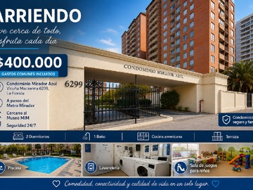 Departamento en arriendo mensual en Departamento en Condominio Mirador Azul - 2 dormitorios, 1 baño
