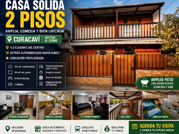 Casa en venta en ., Curacaví - 4 dormitorios, 2 baños
