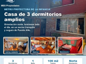 Casa en venta en Casa Angel Pimentel 825, Puente Alto - 3 dormitorios, 1 baño