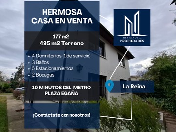 Casa en venta en Amplia y Hermosa Casa en Venta la Reina 10 Min Metro Plaza Egaña - 4 dormitorios, 3 baños