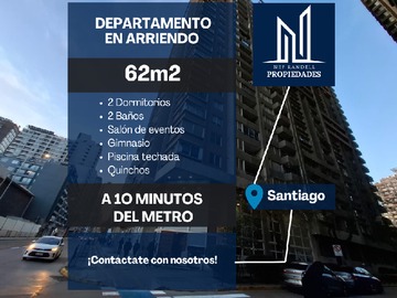 Departamento en arriendo mensual en Arriendo Departamento a 10 Min del Metro - 2 dormitorios, 2 baños