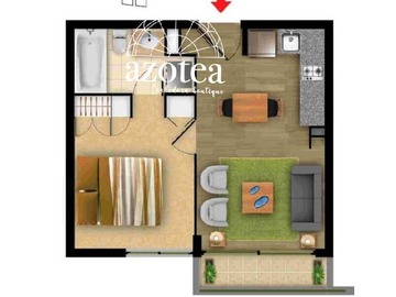 Departamento en venta en Metro Cumming (74804), Santiago - 1 dormitorio, 1 baño
