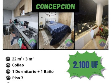 Departamento en venta en Venta departamento aires de collao piso 7, 1 dormitorio, Concepción - 1 baño