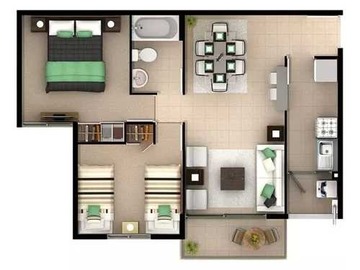 Departamento en venta en Venta Dpto Puente Alto (72180), Puente Alto - 2 dormitorios, 1 baño