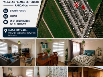 Casa en venta en Pasaje Kentia Nº 2884, Villa Las Palmas de Tuniche, Rancagua - 2 dormitorios, 1 baño
