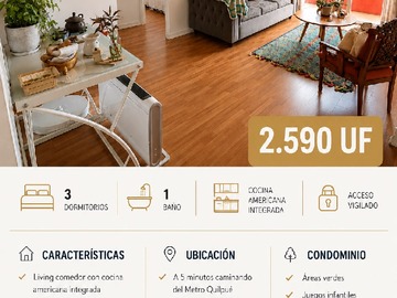 Departamento en venta en Se Vende Depto. Centro de Quilpué - 3 dormitorios, 1 baño