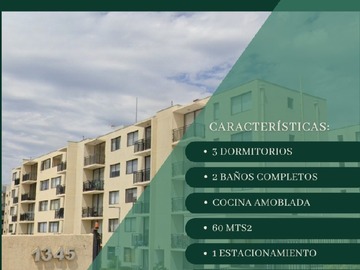 Departamento en arriendo mensual en Arrienda g&d hidalgo propiedades, Villa Alemana - 3 dormitorios, 1 baño