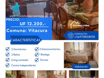 Departamento en venta en Vitacura, Vitacura - 2 dormitorios, 2 baños