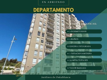 Departamento en arriendo mensual en Arrienda hidalgo propiedades, Villa Alemana - 2 dormitorios, 2 baños