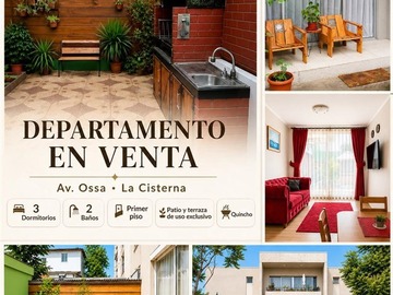 Departamento en venta en av. Ossa, La Cisterna - 3 dormitorios, 2 baños