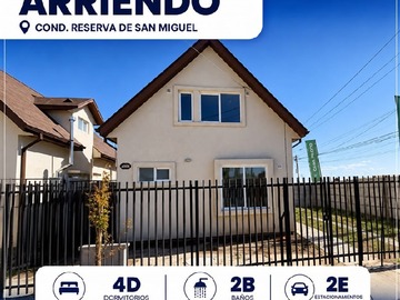 Casa en arriendo mensual en condominio reserva de san miguel, Talca - 4 dormitorios, 2 baños