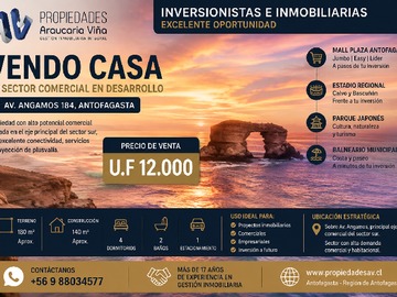 Casa en venta en Vendo Casa Sector Comercial Angamos 184 Antofagasta - 4 dormitorios, 4 baños