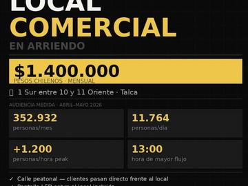 Local Comercial en arriendo mensual en 1 sur 1743, Talca - 1 baño