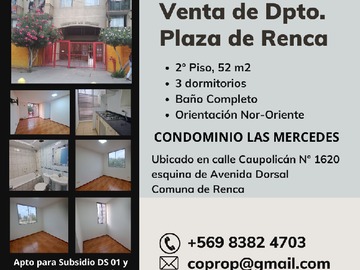 Departamento en venta en Caupolicán 1620, Renca - 3 dormitorios, 1 baño