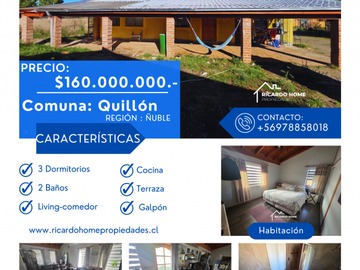 Parcela en venta en Quillón, Quillón - 3 dormitorios, 2 baños