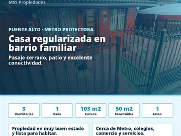 Casa en venta en Casa Apostol Lucas 2625, Puente Alto - 3 dormitorios, 1 baño