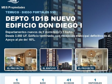 Departamento en venta en Diego Portales 530, Temuco, Temuco - 1 dormitorio, 1 baño