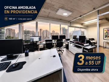 Oficina en arriendo mensual en Oficina equipada para empresa en providencia, Providencia - 2 dormitorios, 4 baños