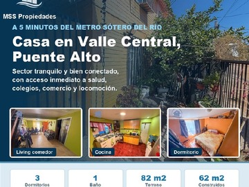 Casa en venta en Casa Pasaje Benjamín Vergara Pinto 3281, Puente Alto - 3 dormitorios, 1 baño