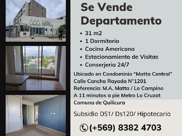 Departamento en venta en Cancha Rayada 1201, Quilicura - 1 dormitorio, 1 baño
