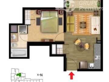 Departamento en arriendo mensual en Martínez De Rozas 2328, Santiago - 1 dormitorio, 1 baño