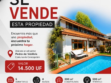 Casa en venta en En Venta Fabulosa Casa Sector Pedro de Valdivia, Concepción - 5 dormitorios, 4 baños