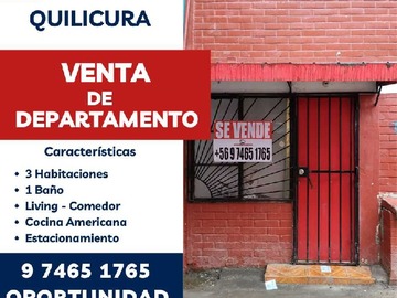 Departamento en venta en Venta de Departamento en Quilicura (177413), Quilicura - 3 dormitorios, 1 baño