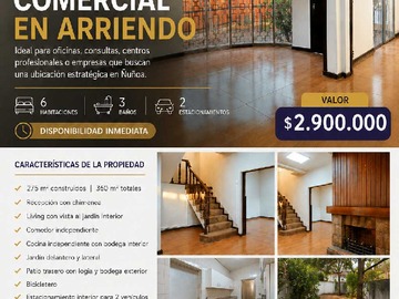 Local Comercial en arriendo mensual en Excelente Inversión en Zona Céntrica (175885), Ñuñoa - 6 dormitorios