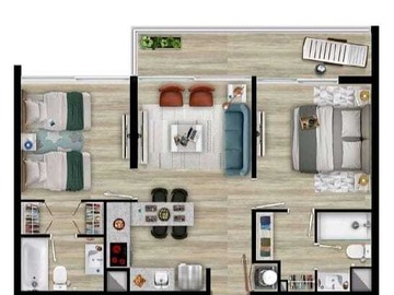 Departamento en venta en 2d+2b cesion de derechos uf 738.45 (176131), Iquique - 2 dormitorios, 2 baños