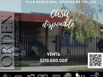 Casa en venta en Villa Barcelona, Chillán - 3 dormitorios, 2 baños