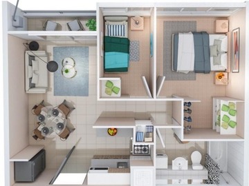 Departamento en venta en Caceres, Rancagua - 2 dormitorios, 1 baño