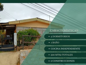 Casa en venta en Vende g&d hidalgo propiedades, Quilpué - 4 dormitorios, 2 baños