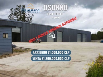 Bodega en arriendo mensual en Bodegas Arriendo o venta en FranckeTls Ca Ce (162603), Osorno