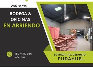 Arriendo Mensual / Bodega / Pudahuel