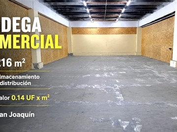 Arriendo Mensual / Bodega / San Joaquín