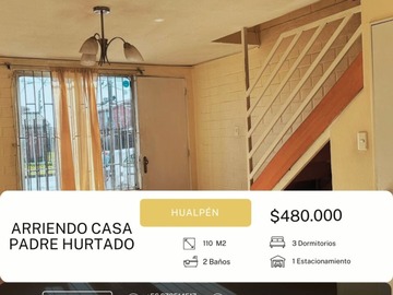 Arriendo Mensual / Casa / Hualpén