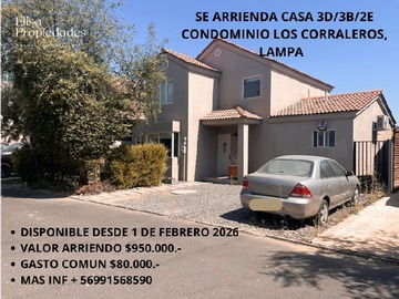 Arriendo Mensual / Casa / Lampa