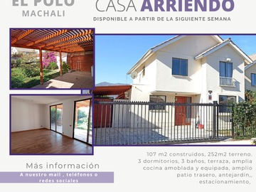 Arriendo Mensual / Casa / Machalí