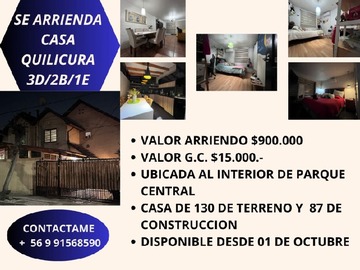 Arriendo Mensual / Casa / Quilicura