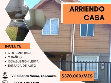 Arriendo Mensual / Casa / Temuco