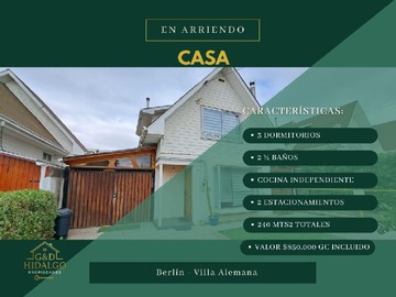 Arriendo Mensual / Casa / Villa Alemana
