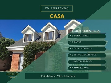 Arriendo Mensual / Casa / Villa Alemana