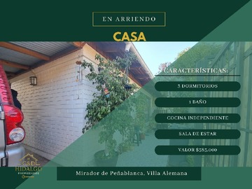 Arriendo Mensual / Casa / Villa Alemana